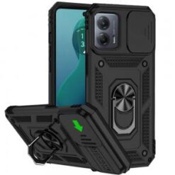 For Motorola Moto G 5G 2024 Well Protective Magentic Ring Stand Camera Protective Cover Case - Black