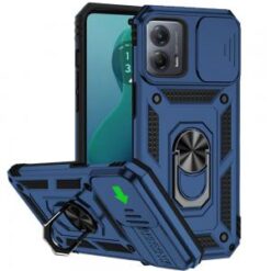 For Motorola Moto G 5G 2024 Well Protective Magentic Ring Stand Camera Protective Cover Case - Blue
