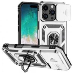 iPhone 16 Pro Max 6.9 inch Well Protective Magentic Ring Stand Camera Protective Cover Case - Si