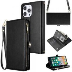 iPhone 16 Pro Max 6.9 inch Purse Style Wallet Card ID Money Holder with Zip containing Long & Sh