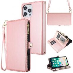 iPhone 16 Pro Max 6.9 inch Purse Style Wallet Card ID Money Holder with Zip containing Long & Sh
