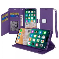 iPhone 16 Pro Max 6.9 inch Wallet ID Card Holder Case Cover - Dark Purple