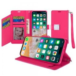 iPhone 16 Pro Max 6.9 inch Wallet ID Card Holder Case Cover - Hot Pink