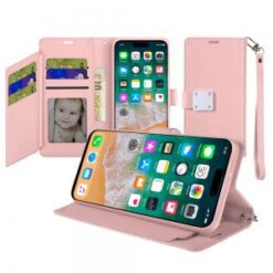 For iPhone 16 Plus 6.7 inch Wallet ID Card Holder Case Cover - Rose Gold