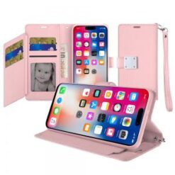 iPhone 16 Pro 6.3 inch Wallet ID Card Holder Case Cover - Rose Gold