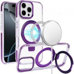 iPhone 16 6.1 inch Magnetic Ring Compatible Deattachable PU Leather Hybrid Wallet Money Card Hol