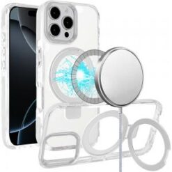 iPhone 16 Pro 6.3 inch Magnetic Tough Trasparent Hybrid with Stand - Purple