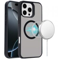 iPhone 16 Pro Max 6.9 inch Magnetic Circle Smooth Touch Tough Hybrid - Black