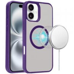 For iPhone 16 Plus 6.7 inch Magnetic Circle Smooth Touch Tough Hybrid - Dark Purple