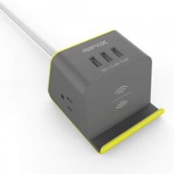 RAPIDX MyDesktop 29W Wireless Charging Stand with 3 USB Ports and 2 Power Outlets for iPhone, Androi