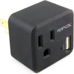 RapidX PowX Wall Outlet with DUAL USB Charger  - BLACK (LANE B RACK 14 - RAPIDX#9)