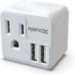 RapidX PowX Wall Outlet with DUAL USB Charger  - WHITE (LANE B RACK 14 - RAPIDX#8)