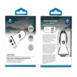UPLUS CAR CHARGER PRO FAST ADAPTER PD AND USB DUAL CHARGING - WHITE  (UPLUS 2 UP01PPCA-WHITE - CAR P