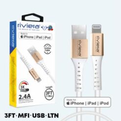 3 Feet [USB  - iPhone Lightning - MFI]- 2.4 AMP Fast Charging RIVIERA - White (18)