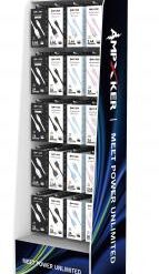 4FT Floor Cardboard Display - 20 Plastic Hooks + Locks + Key - Fits 80-100 AMPXKER Branded Products