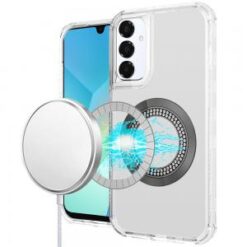 For Samsung A16 5G Magnetic Ring Circle Bling Chrome 3in1 Hybrid Case - Clear