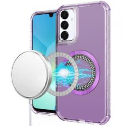 For Samsung A16 5G Magnetic Ring Circle Bling Chrome 3in1 Hybrid Case - Purple