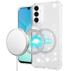 For Samsung A16 5G Magnetic Ring Glitter 3in1 Hybrid Case Cover - Clear