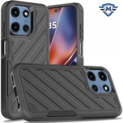 METKASE For Motorola Moto G 5G 2025 Noble lined shockproof dual layer hybrid - Black/Black