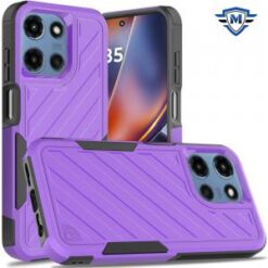 METKASE For Motorola Moto G 5G 2025 Noble lined shockproof dual layer hybrid - Dark Purple/Black