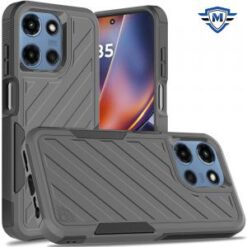 METKASE For Motorola Moto G 5G 2025 Noble lined shockproof dual layer hybrid - Grey/Black