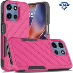 METKASE For Motorola Moto G 5G 2025 Noble lined shockproof dual layer hybrid - Hot Pink/Black