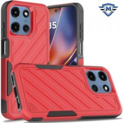 METKASE For Motorola Moto G 5G 2025 Noble lined shockproof dual layer hybrid - Red/Black