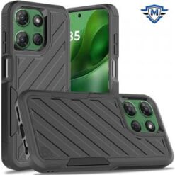 METKASE For Motorola Moto G Power 5G 2025 Noble lined shockproof dual layer hybrid - Black/Black