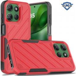 METKASE For Motorola Moto G Power 5G 2025 Noble lined shockproof dual layer hybrid - Red/Black