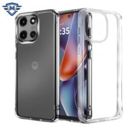 METKASE For Motorola Moto G 5G 2025 PURE CRYSTAL Transparent Thick 2.0mm ShockProof Chromed Buttons