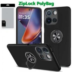[PolyBag] For Motorola Moto G 5G 2025 CHIEF Oil Painted Magnetic Ring Stand Hybrid - Black