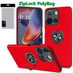 [PolyBag] For Motorola Moto G 5G 2025 CHIEF Oil Painted Magnetic Ring Stand Hybrid - Red