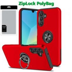 [PolyBag] For Samsung A16 5G CHIEF Oil Painted Magnetic Ring Stand Hybrid Case Cover - Red