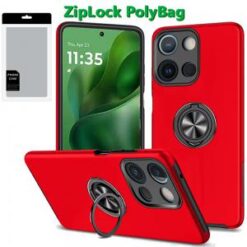 [PolyBag] For Motorola Moto G Power 5G 2025 CHIEF Oil Painted Magnetic Ring Stand Hybrid - Red