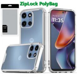 [PolyBag] For Motorola Moto G 5G 2025 Colored Shockproof Transparent Hard PC TPU Hybrid - Clear/Clea