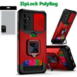 [PolyBag] For Samsung A16 5G Multi-Functional Card Magnetic Ring Stand Hybrid Camera Case Cover - Re