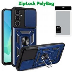 [PolyBag] For Samsung A16 5G ELITE Camera Push Magnetic Ring Stand Hybrid Case Cover - Blue