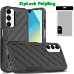 [PolyBag] For Samsung A16 5G Noble lined shockproof dual layer hybrid - Black/Black