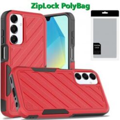 [PolyBag] For Samsung A16 5G Noble lined shockproof dual layer hybrid - Red/Black