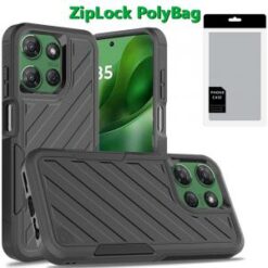 [PolyBag] For Motorola Moto G Power 5G 2025 Noble lined shockproof dual layer hybrid - Black/Black