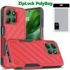 [PolyBag] For Motorola Moto G Power 5G 2025 Noble lined shockproof dual layer hybrid - Red/Black