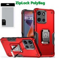 [PolyBag] For Motorola Moto G 5G 2025 OPTIMUM Magnetic Ring Stand Hybrid - Red