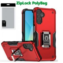 [PolyBag] For Samsung A16 5G OPTIMUM Magnetic Ring Stand Hybrid Case Cover - Red