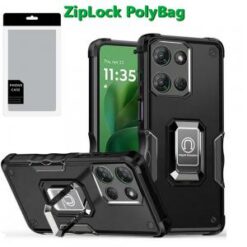 [PolyBag] For Motorola Moto G Power 5G 2025 OPTIMUM Magnetic Ring Stand Hybrid - Black