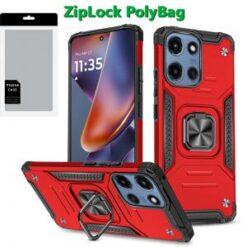 [PolyBag] For Motorola Moto G 5G 2025 Robust Magnetic Kickstand Hybrid - Red