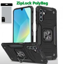 [PolyBag] For Samsung A16 5G Robust Magnetic Kickstand Hybrid Case Cover - Black