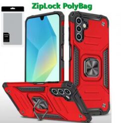 [PolyBag] For Samsung A16 5G Robust Magnetic Kickstand Hybrid Case Cover - Red