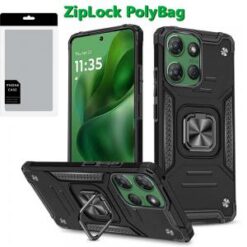 [PolyBag] For Motorola Moto G Power 5G 2025 Robust Magnetic Kickstand Hybrid - Black