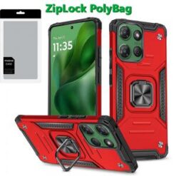 [PolyBag] For Motorola Moto G Power 5G 2025 Robust Magnetic Kickstand Hybrid - Red