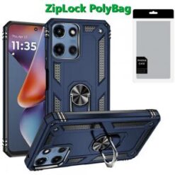 [PolyBag] For Motorola Moto G 5G 2025 Ring Magnetic Kickstand Hybrid - Blue